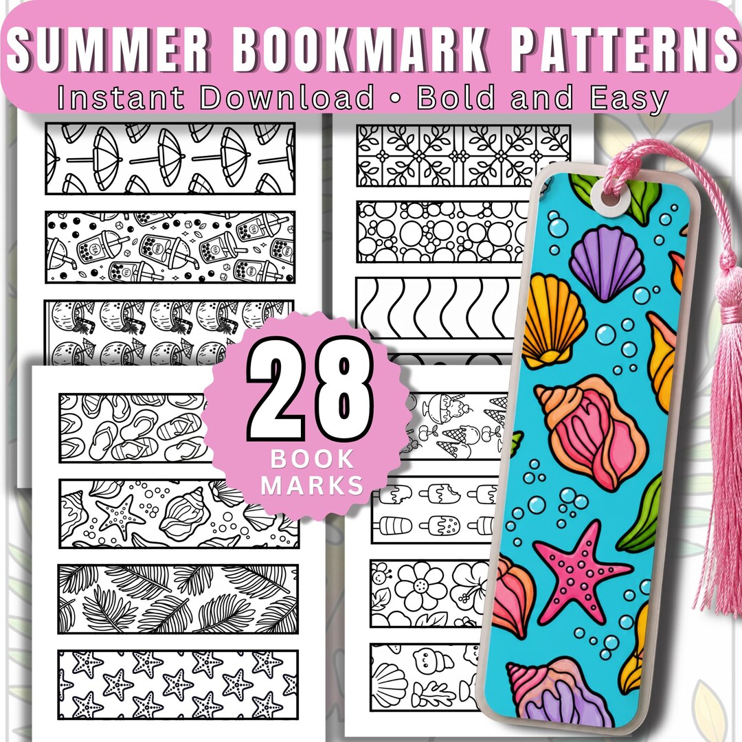 Summer Pattern Bookmarks Printable | Cute Tropical & Beach Coloring ...