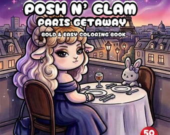 Gezellig Parijs Kleurboek voor Volwassenen | Chique & Glamoureus Parijs Uitje | Stijlvolle Reis Kleurplaten | Printbare PDF Stressverlichting Digitaal