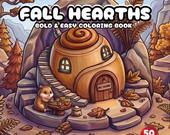 Gezellig herfstkleurboek | Kleine herfsthuisjes en dierenverblijven | Leuke herfstkleurplaten | Speels herfstkleurboek | Gezellige kleine wereldjes