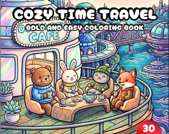Libro para colorear de viajes en el tiempo para adultos / Páginas para colorear de épocas encantadoras / Décadas vintage, retro y modernas / Alivia el estrés. Imprimible, llamativo y fácil.