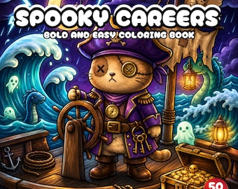 Spooky Careers Coloring Book, Leuk Halloween-kleurboek voor volwassenen, Opvallende en makkelijke griezelige pluche kleurplaten, Gezellige enge personages, Printbaar PDF-bestand