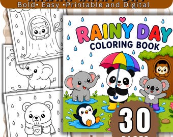 Rainy Day Coloring Book Vol. 2| Gezellige kawaii kleurplaten voor kinderen en tieners | Hyggescènes met schattige regendieren | Afdrukbare kleur-pdf-bestand |