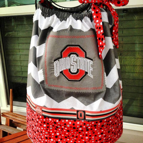 3 Dresses with Rush Ohio State Buckeyes Pillowcase Dress w/ Embroidery Go Bucks Size newborn to girls 7 available ships fast
