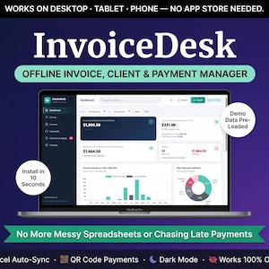 Invoice tracker, time tracking and billing software, client invoice generator, freelance planner, small business