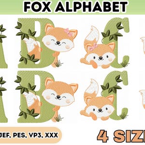 Fox Alphabet Embroidery Design (Boy and Girl) - Monogram with Forest Animal Letters