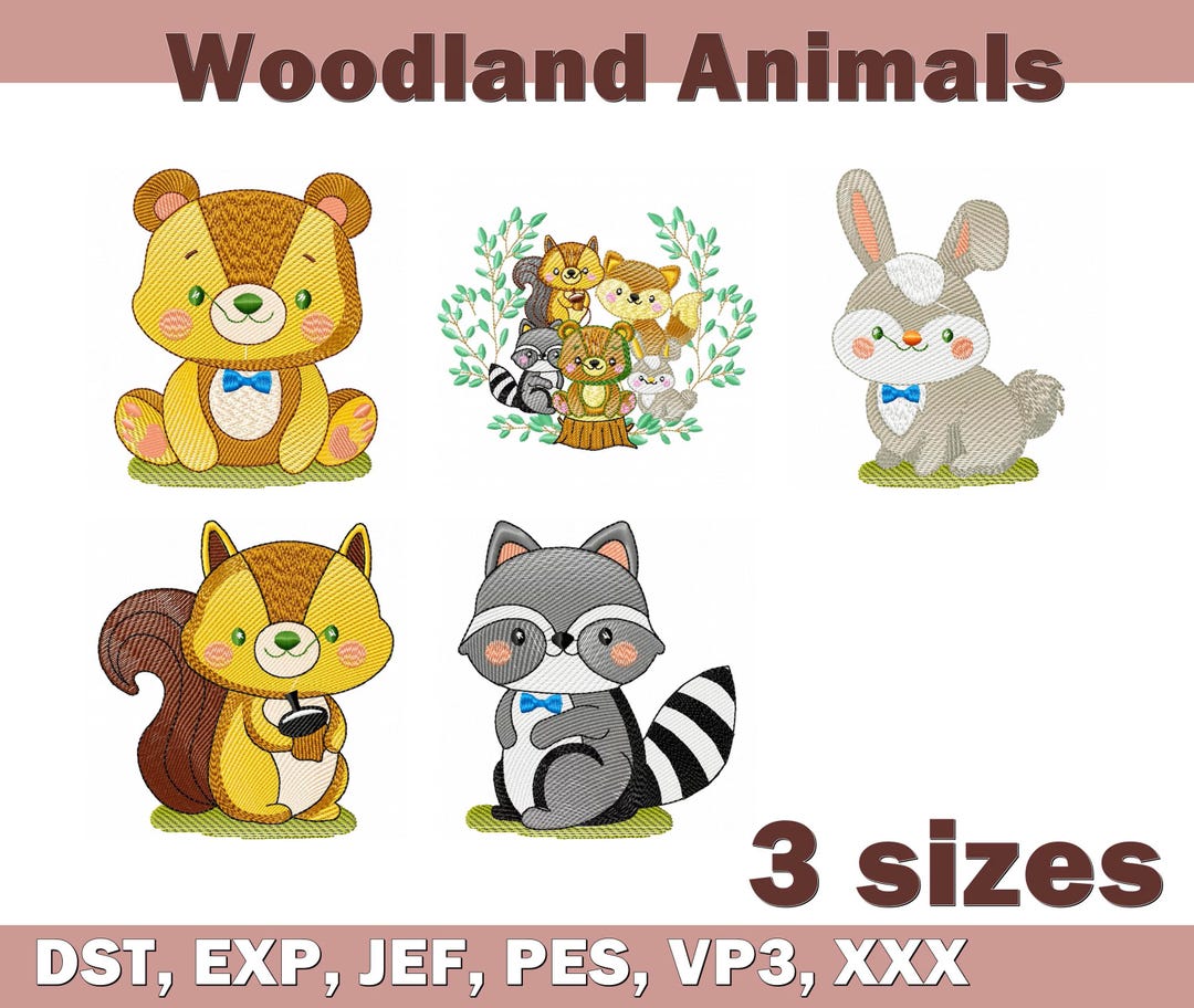 Woodland Animals Machine Embroidery Designs Bundle, Baby Forest ...