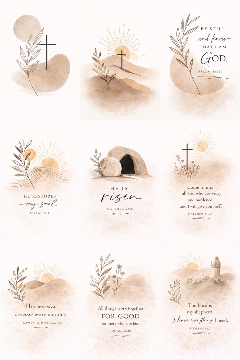Bible Verse Wall Art Set, Christian Scripture Prints, Farmhouse Faith ...