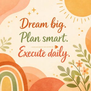 Motivational Wall Art, Inspirational Quote Print, Dream Big Plan Smart Execute Daily Poster, Office Decor,Goal Setting Entrepreneur Gift Set