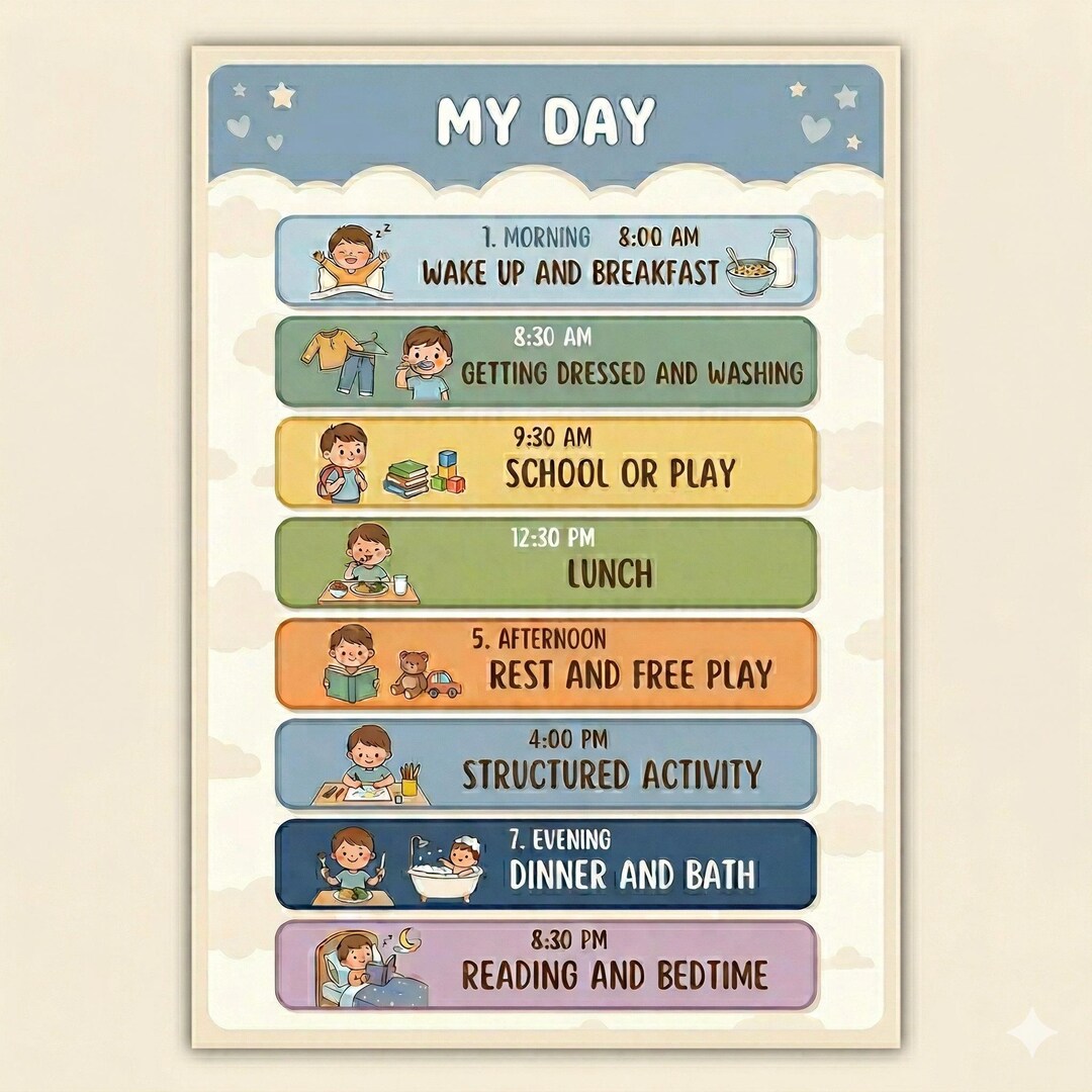 Daily Visual Schedule for Kids,autism Routine Chart,visual Timetable ...