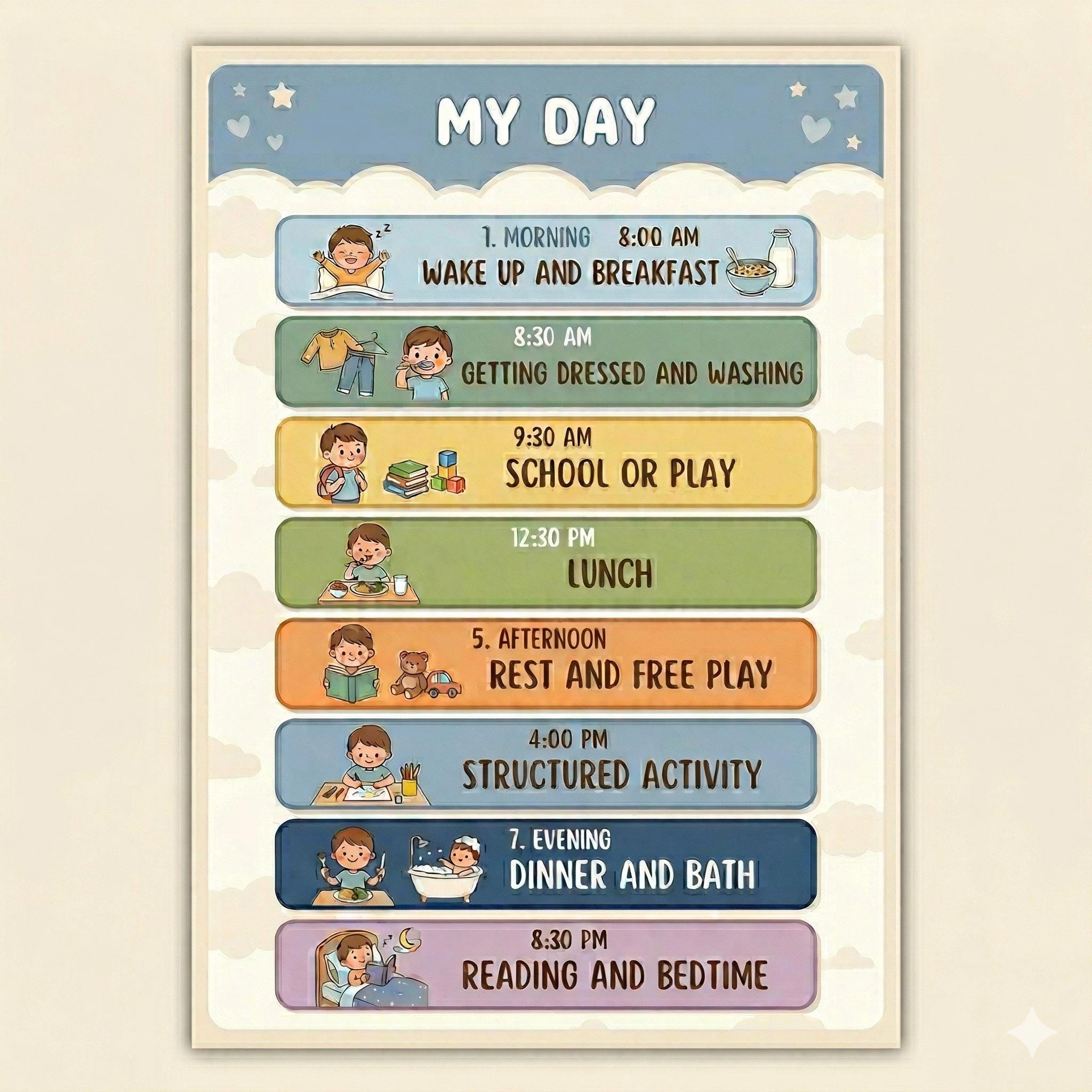 Daily Visual Schedule for Kids,autism Routine Chart,visual Timetable ...