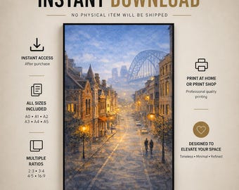 Sydney Inner Suburb Street – Australian Architectural Watercolor Fine Art Print (Digital Download)