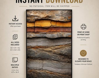 Geological Abstract Print | Earth Tone Rock Texture, Wabi Sabi Wall Art  (Digital Download)