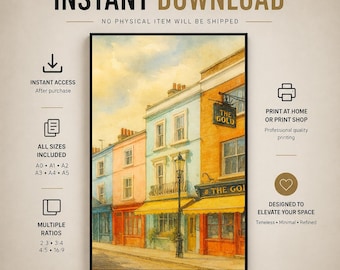 Notting Hill Light – London Architectural Watercolor Wall Art Print (Digital Download)
