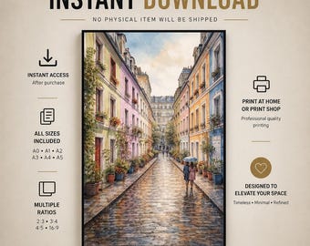 Rue Crémieux Light – Paris Architectural Watercolor Fine Art Print (Digital Download)