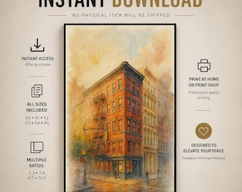 SoHo Corner – New York Architectural Watercolor Fine Art Print (Digital Download)