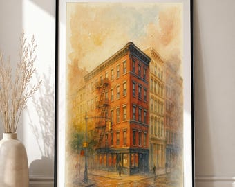 SoHo Corner – New York Architectural Watercolor Fine Art Print (Museum-Grade Giclée)