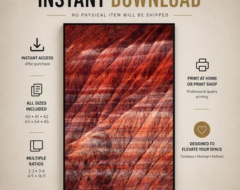 Ironfall Strata – Red Mineral Abstract Wall Art Print (Digital Download)