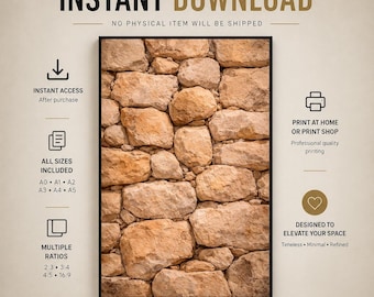 Compressed Limestone – Warm Neutral Stone Wall Art Print, Textured Mineral  (Digital Download)