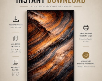 Compressed Time – Dark Stone Mineral Abstract Wall Art Print (Digital Download)