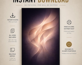 Silent Contours – Abstract Soft Light Wall Art, Neutral Minimalist Modern Artwork, Digital Download