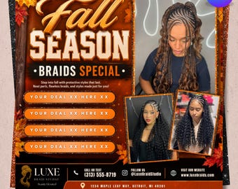 Fall Booking Flyer, Fall Szn Sale Flyer, September Booking Flyer, Autumn Beauty Flyer, Lash Nails Braids MUA Wig Install Canva Template