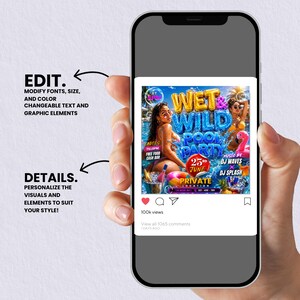 Pool Party Invite Flyer, Wet And Wild Summer Party Flyer, Dj Party Invitation, Club Flyer, Event Flyer, Urban Party Flyer, Canva Editable