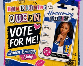 Homecoming Queen Flyer, Homecoming Flyer, Vote for Homecoming Queen Campaign flyer, School Spirit & Election Flyer, Canva Editable