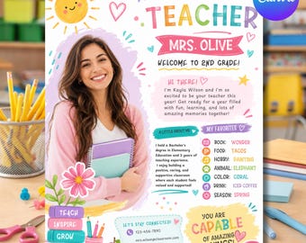 Meet The Teacher Template, Editable Meet Your Teacher Letter, Composition Notebook Meet the Teacher Flyer, Printable Teacher Introduction