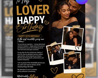 Romantic Birthday Flyer Canva Editable | Happy Birthday Lover Digital Party Invite Template | Instant Digital Download