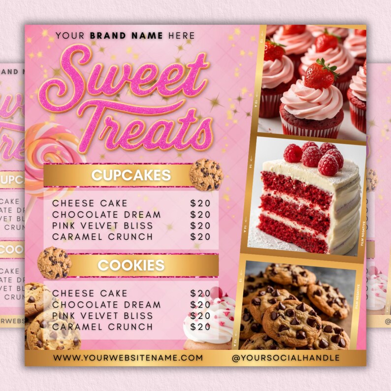 Bakery Flyer,  Bake Sale Flyer, Sweet Treats Flyer, Dessert Flyer, Pastry Flyer, Cake Business Flyer, DIY Canva Editable