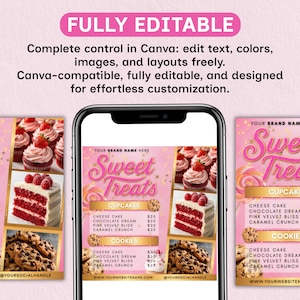 Bakery Flyer,  Bake Sale Flyer, Sweet Treats Flyer, Dessert Flyer, Pastry Flyer, Cake Business Flyer, DIY Canva Editable