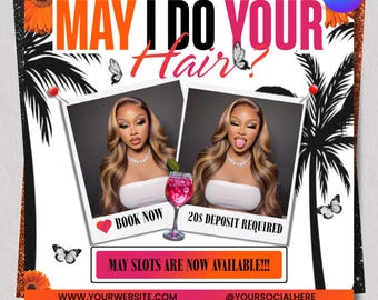 May Bookings Available DIY Template, Editable May Flyer , DIY Canva Template for Makeup, Hair, Lashes, Nails, Canva Editable