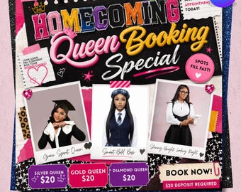 Homecoming Booking Flyer, Braids Homecoming Flyer, Hoco Flyer, Hoco Szn Flyer, Hair Flyer, Lash Booking Flyer, Canva Editable