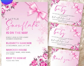 Editable Baby in Bloom Baby Shower Invitation, Baby Shower Invite, Pink Spring Flowers Baby Shower Invitation, Canva Template