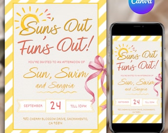 Sun, Swim & Sangria Invitation Template | Editable Digital Download