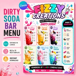 Dirty Soda Bar Schild | Buntes Party Menü (Digitaler Download)