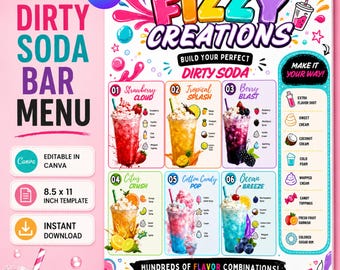 Dirty Soda Bar Sign | Colorful Party Menu (Digital Download)