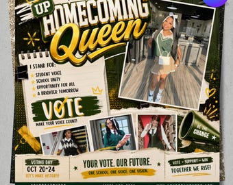 Homecoming Queen flyer , Homecoming Flyer , Homecoming Campaign Flyer Vote Homecoming, HOCO Flyer, Vote for me Flyer, Canva Editable