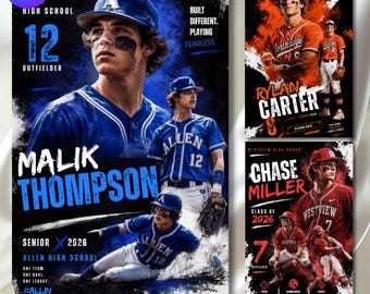 Baseball Poster Canva Template | Editable Custom Baseball Card, Senior Night, Player Banner, & Memory Mate | Sports Photography