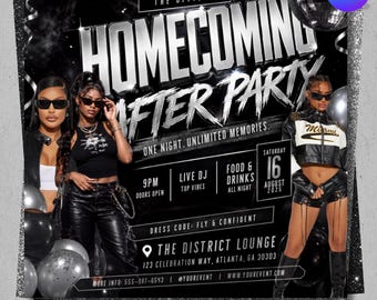Homecoming After Party Flyer, Homecoming Invitation Flyer, Homecoming Event Flyer, Homecoming Party Invite, Homecoming Season Celebration