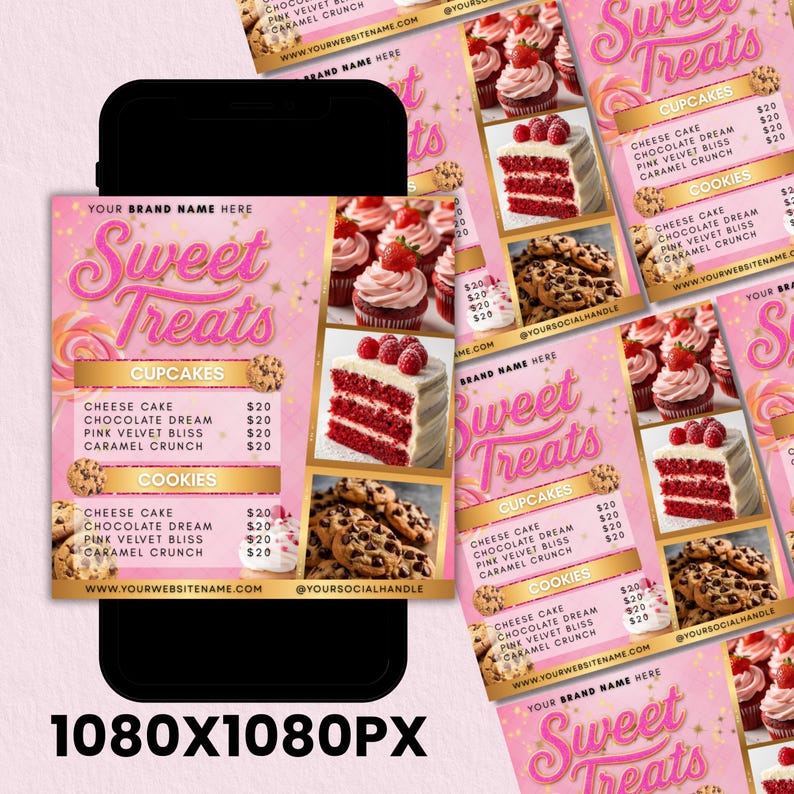 Bakery Flyer,  Bake Sale Flyer, Sweet Treats Flyer, Dessert Flyer, Pastry Flyer, Cake Business Flyer, DIY Canva Editable
