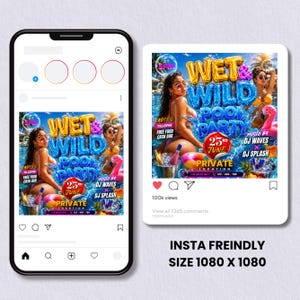 Pool Party Invite Flyer, Wet And Wild Summer Party Flyer, Dj Party Invitation, Club Flyer, Event Flyer, Urban Party Flyer, Canva Editable