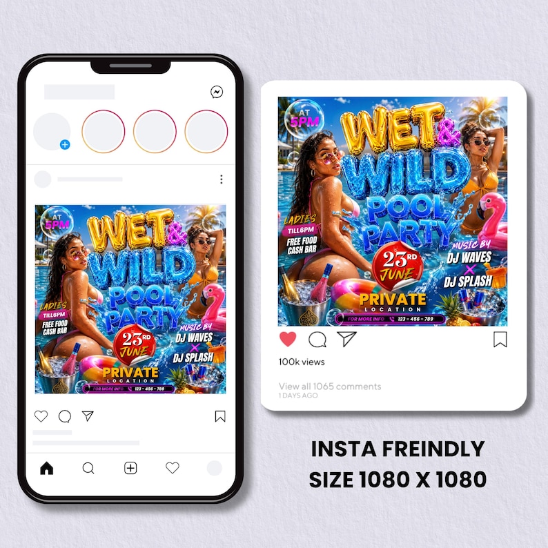 Pool Party Invite Flyer, Wet And Wild Summer Party Flyer, Dj Party Invitation, Club Flyer, Event Flyer, Urban Party Flyer, Canva Editable