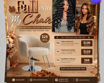 September Booking Flyer, Fall Booking Flyer, September Books Open, Fall Lash Hair Nails Braids Wig MUA Flyer, Fall Book Now Flyer, DIY Canva