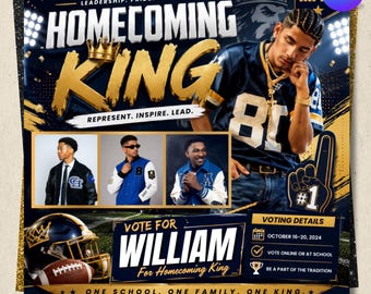 Homecoming Posters Canva Template, Diy Vote Homecoming King Flyer, Homecoming Flyer, Campaign Flyer, Election Prom King | Canva Editable
