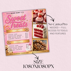Bakery Flyer,  Bake Sale Flyer, Sweet Treats Flyer, Dessert Flyer, Pastry Flyer, Cake Business Flyer, DIY Canva Editable