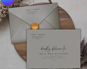A7 Envelope Addressing Template for Canva, Wedding Envelope Address Template, Minimalist Wedding Envelopes, Instant Download, Canva Editable