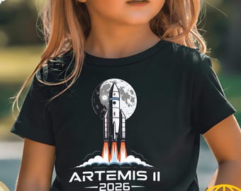 Artemis II 2026 Kids T-Shirt , NASA Moon Mission Shirt, Space Rocket Tee, Future Astronaut Gift, Boys Girls Space Shirt, STEM Kids Apparel