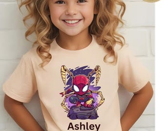 Superhero Kids T Shirt , Custom Name Spider Hero Shirt, for Boys , Girls ,Birthday Gift for Kids , Toddler Youth Tee, kids shirt