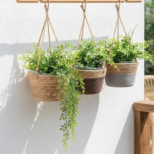 Macramé plantenhangerset, boho hangende mand, indoor outdoordecor, cadeau voor plantenliefhebbers